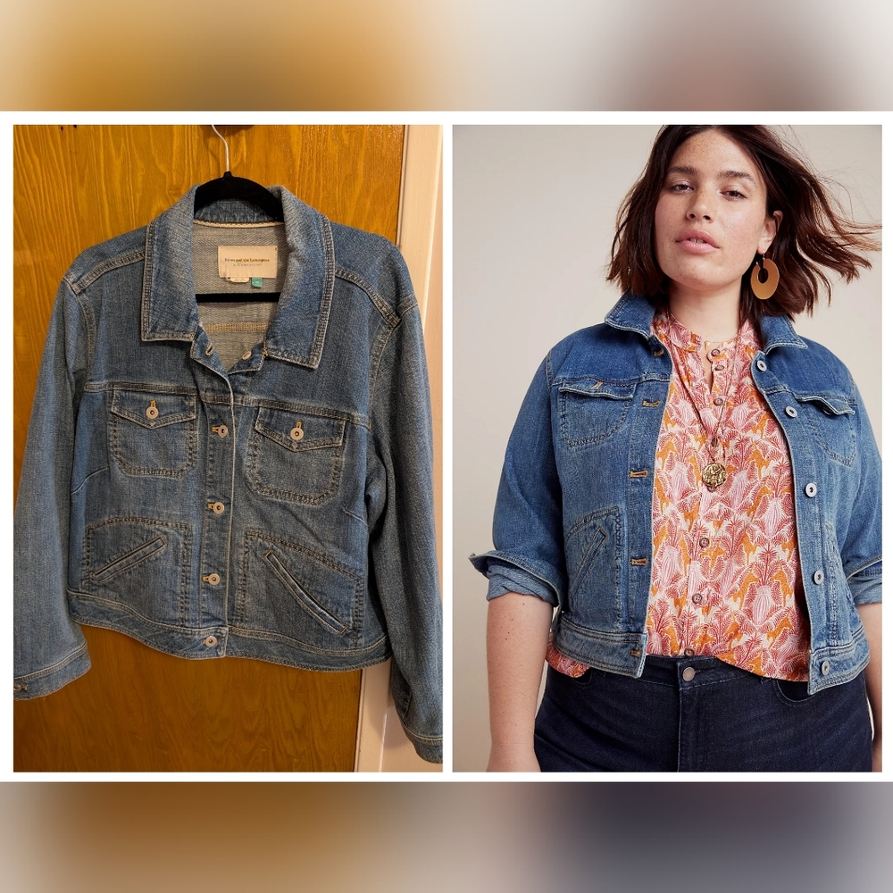 Anthropologie Pilcro Women's Denim Trucker Jacket Plus Size 2X